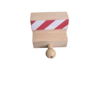 BRIO Wooden Railway Train Track Buffer Stop Bumper Block Red White Stripe 33329